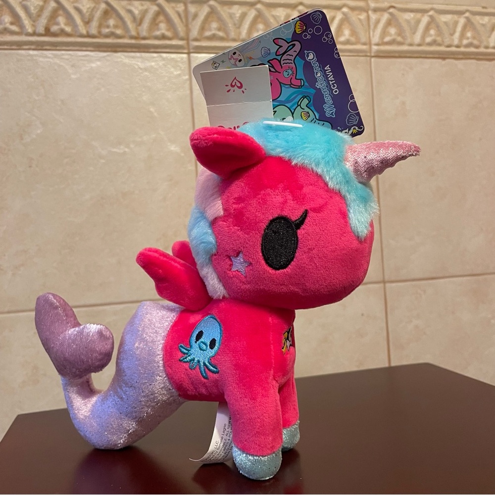 NWT TOKIDOKI MERMICORNO OCTAVIA PLUSH Stuffed Animal Neon Star Octopus Pink